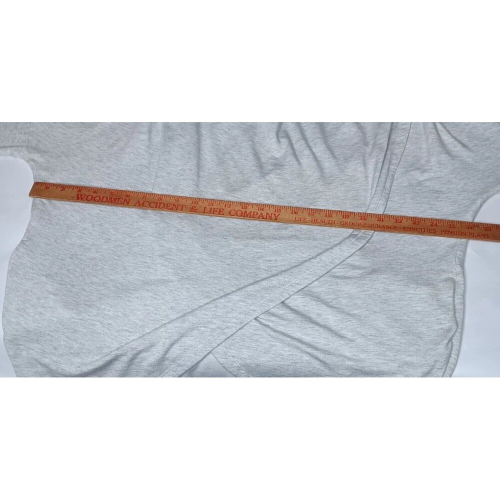 Athleta Womens Large Purana Wrap Sweatshirt Gray Heather Ribbed Long Sleeve Top - Picture 8 of 15